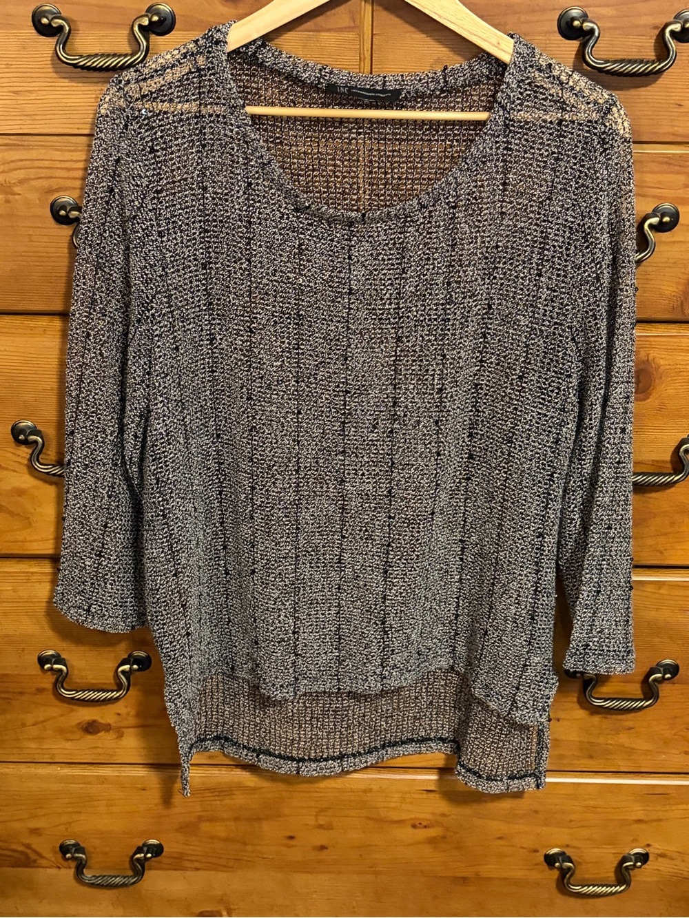 INC International Concepts Heather Gray Scoop Neck Knit Sweater